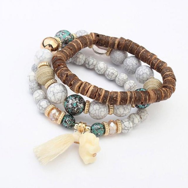 Women Multilayer Beads Bead Handmade Bracelets Florid Cool Multicolor BraceletWH