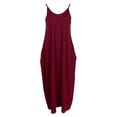 thumbnail image 2 of de playa suelto con tirantes finos, sin espalda, bohemio, , informal, , para mujer Vino rojo M Salvador vestido maxi largo de las mujeres, 2 of 9