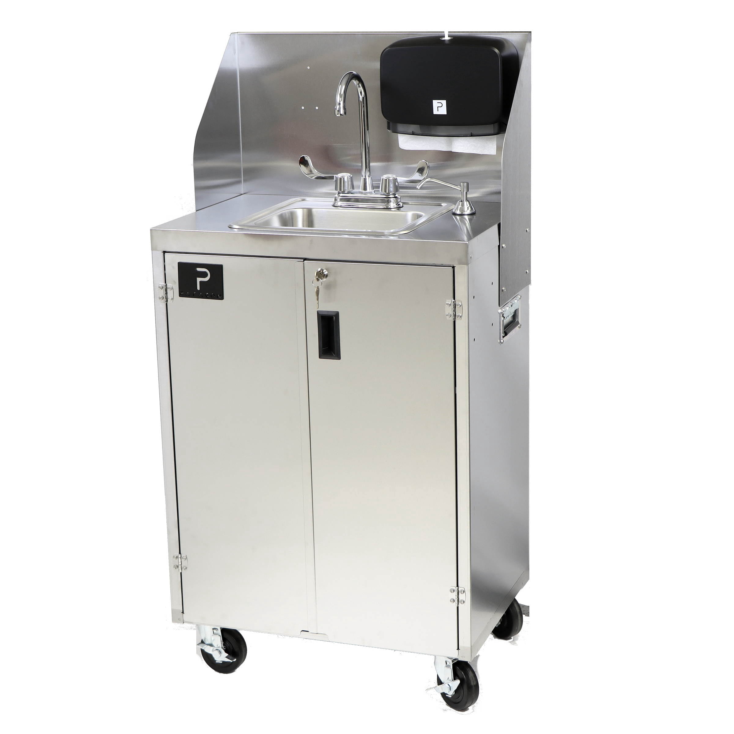 Electric Portable Sink, with Hot Water Heater and Pump - Movable Steel Hand Washing Sink