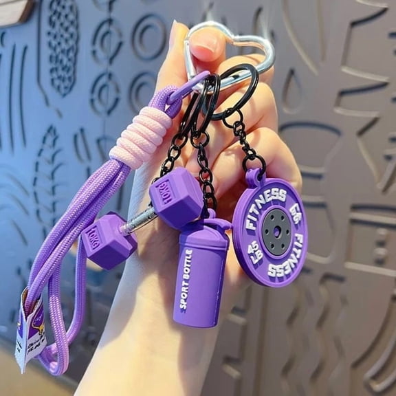 ufeghfjh Fitness Keychain Set with Silicone Dumbbell, Kettlebell, and Weight Plate Charms - Sport Gym Bag Pendant Gift for Men and Women