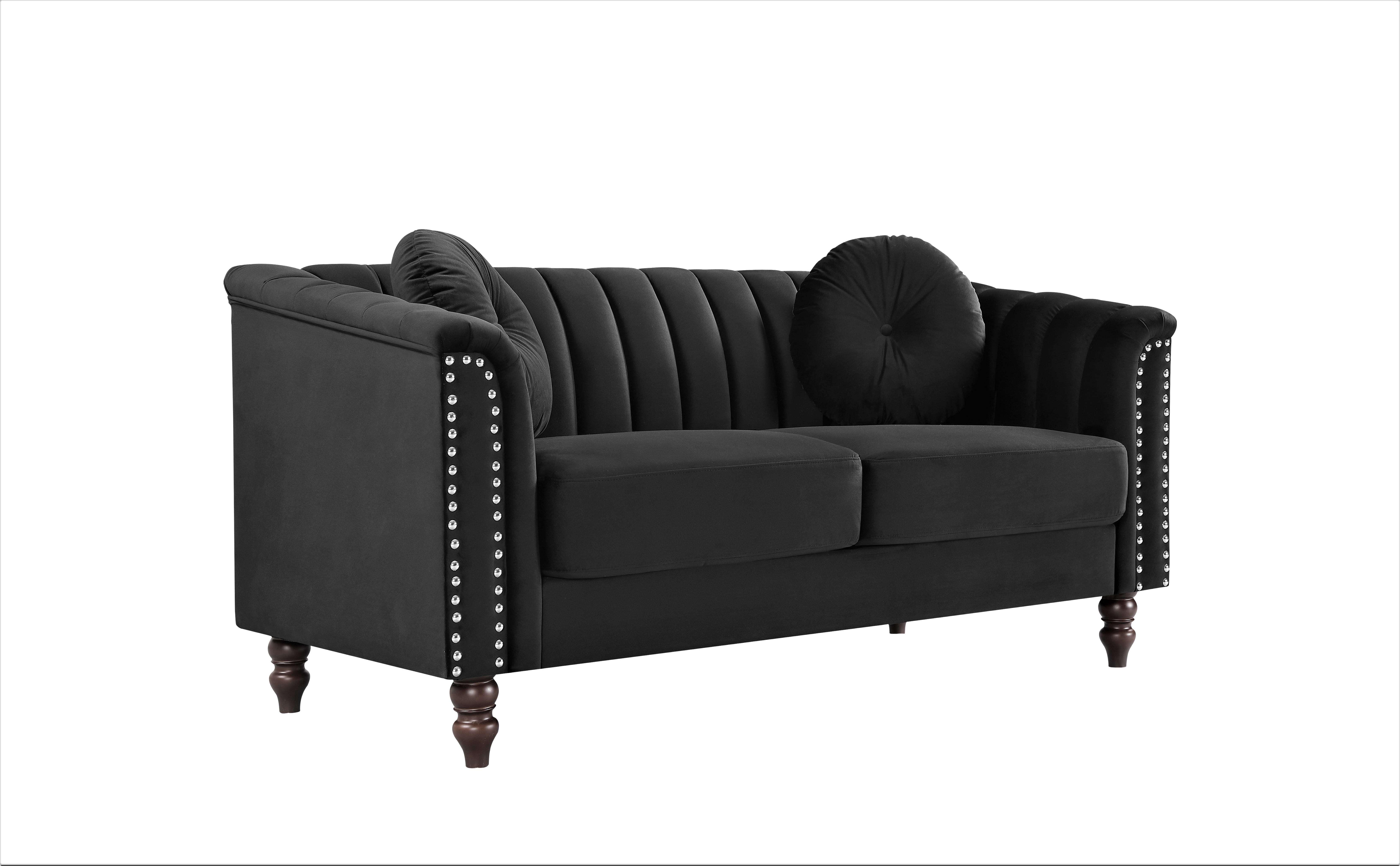 US PRIDE FURNITURE Hills Tufted Back Nailhead 61.4'' Loveseat-Black