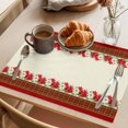 thumbnail image 3 of Christmas Placemats Set of 6, Winter Xmas Poinsettia Red Green Plaid Washable Wipeable Table Mats for Dining Tables, Indoor Outdoor Kitchen Place Mats for Holiday Party Table Decor, 3 of 9