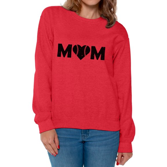 Awkward Styles Women's Baseball Mom Heart Graphic Sweatshirt Tops Black Sport Mom's Heart