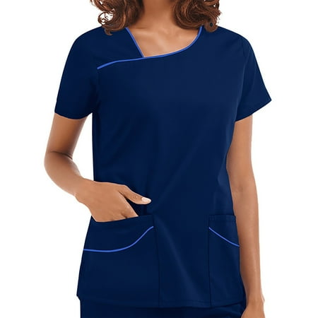 

QAZXD Womens Comfortable Easy Fit Lightweight Durable Soft Stretch Printed V-Neck Medical Scrub Tops(Buy 2 Get 1 Free)