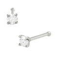 thumbnail image 2 of Solid 14Kt Gold Moissanite Stud Nose Ring - 22G Nose Bone Stud - Ball End Nose Ring - April Birthstone Nose Stud-NBWG-MNT2.5, 2 of 5