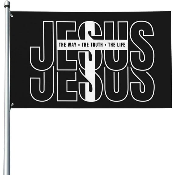 2x3 Ft Jesus The Way Truth And The Life Flag Banner Gift For Christian Flag Christ Faith Flag Bible Verse Flag Inspirational Scripture Quotes Flag For Outdoor With Metal Eyelets No Flagstand