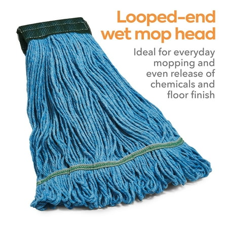 COASTWIDE Looped-End Wet Mop Head Medium Recycled Blend 5  Headband Blue CW57751