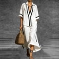 thumbnail image 6 of Cagogo Women Plus Size 2 Piece Outfits V Neck Short Sleeve Shirt Wide Leg Pants Set Casual Summer Vacation Travel Clothes Loose Boho Matching Lounge Sets, White 2XL, 6 of 9