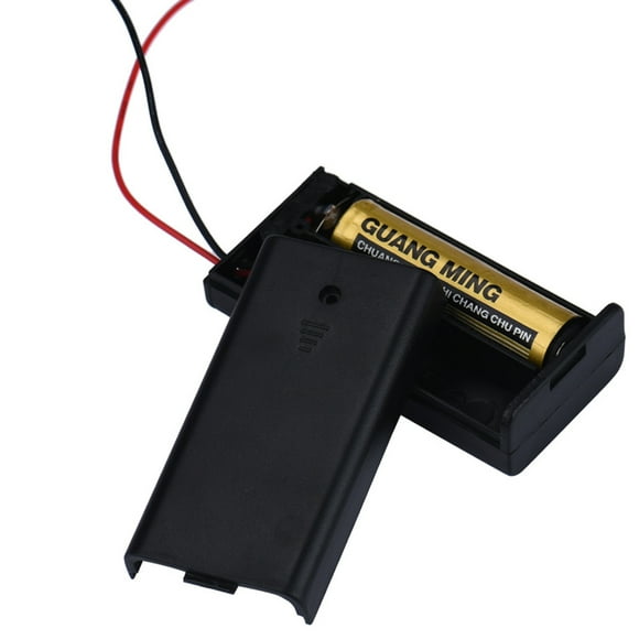 Yhmxh Electronics Phone Accessories 2 x AA 3V Battery Connector Storage Case Box ON/OFF With Lead Wire Holder