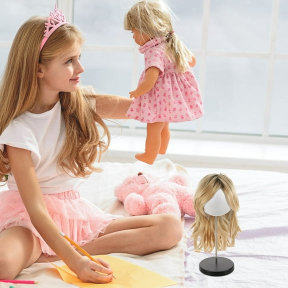 UPOUART Foam Mannequin Stand with Modern Design and Storage for Doll Wigs and Hair Styling Display