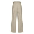 thumbnail image 5 of FRSASU Womens Casual Imitation Cotton Linen Pants Lightweight Summer Elastic Waist Plus Size Solid Lounge Long Trousers Khaki, 5 of 5