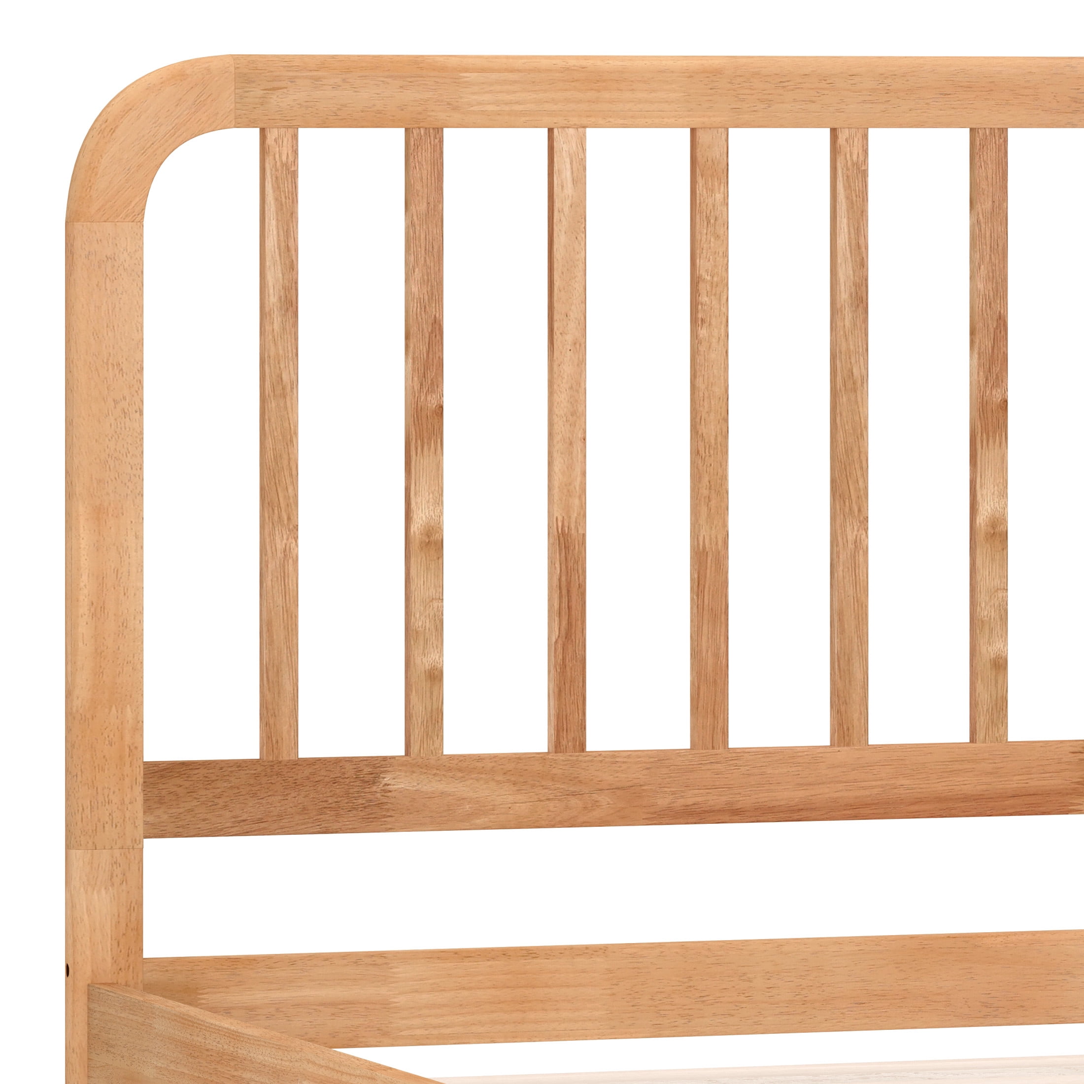 Buzz & Bloom Kids Full-Size Platform Bed with Rectangular Wood Slat Headboard, Natural