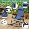 thumbnail image 3 of Barara King Rocking Chairs Outdoor, Outdoor Patio Camping Lightweight Folding Rocking Chair with Footrest -Blue, Patio Rocking Chairs, 3 of 11