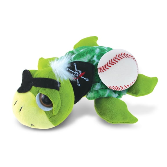 DolliBu Green Pirate Sea Turtle Stuffed Animal with Baseball Plush - Soft Huggable Turtle, Adorable Playtime Plush Toy, Wildlife Gift, Super Soft Plush Doll Animal Toy for Kids and Adults - 10.5 Inch