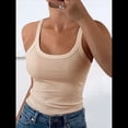 thumbnail image 4 of Camisola de Algodón Sin Mangas con Tirantes Finos, Cuello Redondo, Acanalada y Ajustada para Mujer Albaricoque L, 4 of 9