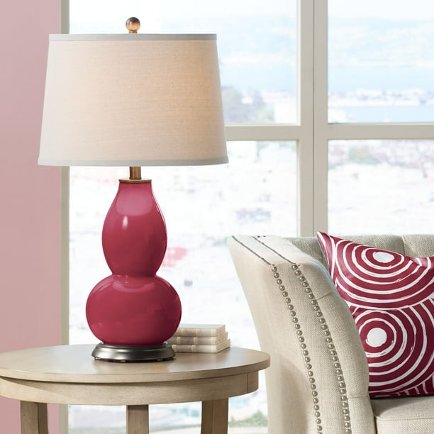 Color Plus Modern Table Lamp 28 75 Tall Antique Red Glass Double Gourd Off White Drum Shade For Living Room Family Bedroom Bedside Nightstand Com Color Plus Modern Table Lamp 28 75, Home Goods Tall Table Lamps For Living Room