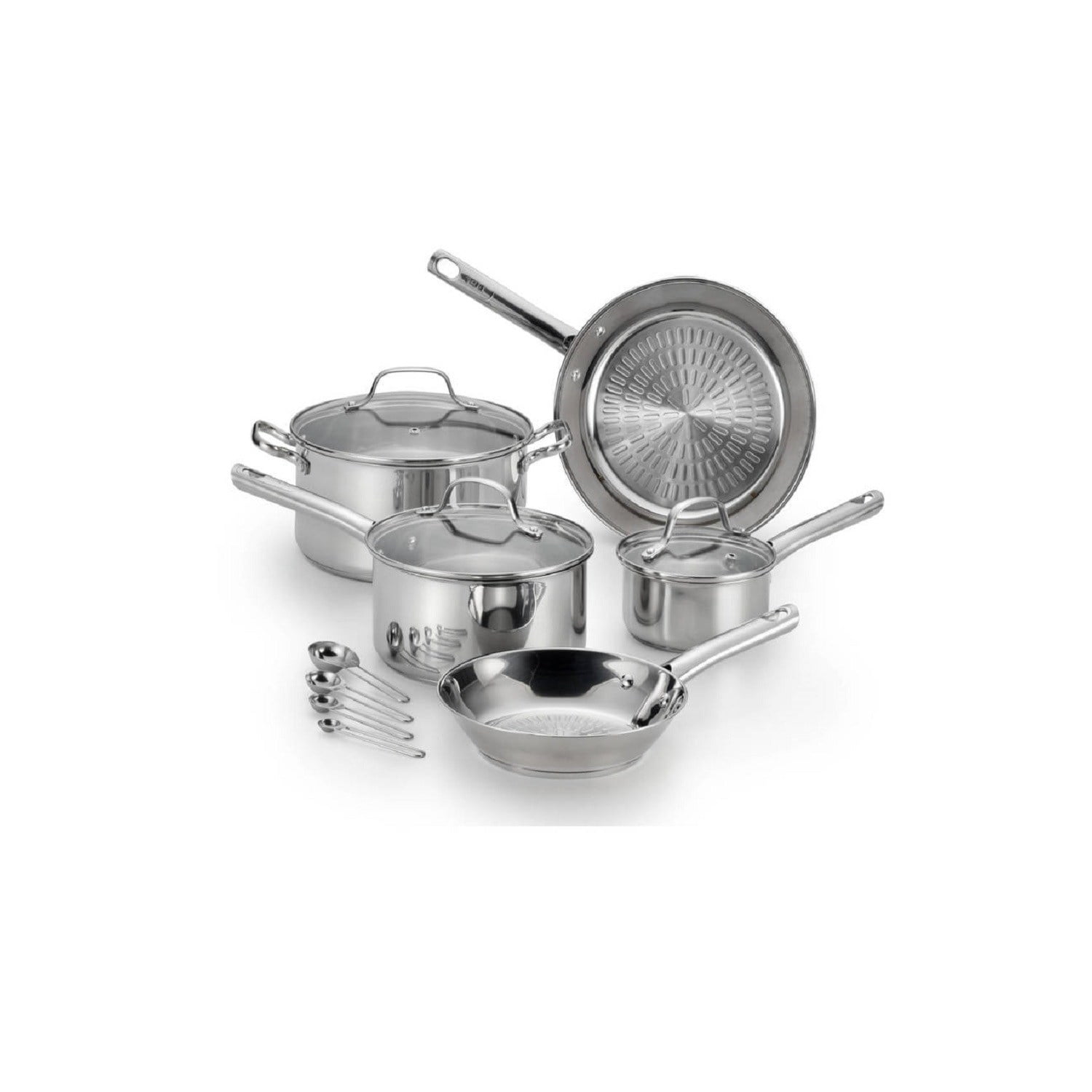 T-Fal Stainless Steel 12-Piece Cookware Set Fast Release Interior T Fal Induction Stainless Steel