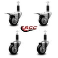 thumbnail image 2 of 3 Inch Black Poly Swivel 1-1/8 Inch Expanding Stem Caster Set 2 Brakes, 2 of 2