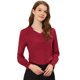 thumbnail image 1 of INSPIRE CHIC Blusa elegante de manga larga con cuello en V y volantes para mujer borgo?a L, 1 of 5