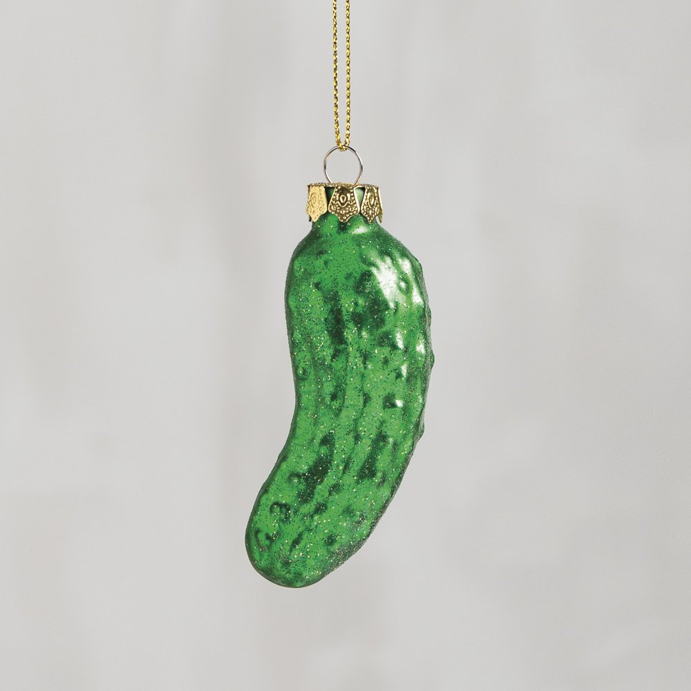 Glass Pickle Ornament 1.25" x 3.25" x 1.25" Primitives By Kathy