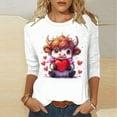 thumbnail image 6 of Women's Valentine's Day Plus Size T-Shirt Cute Cow Printed 3/4 Sleeve Tshirt Crew Neck Graphic Tee,M,B, 6 of 6