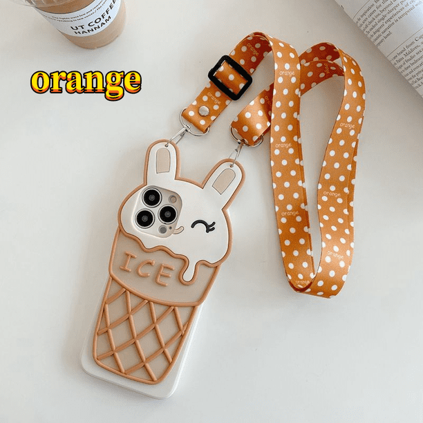 KHQAdecuado para iPhone15 14. Funda para teléfono 3D Apple 13 promax Cute Rabbit 12 Ice Cream 11 Creative Soft Cover
