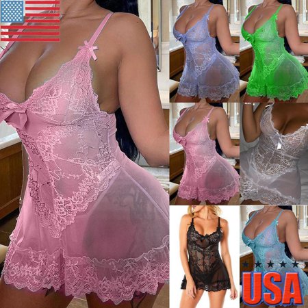 

Women Ladies Sexy Lace Lingerie Set Ladies Babydoll Nightdress Thong Sleepwear