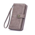 thumbnail image 1 of Cartera de mujer de piel encerada europea y americana Cartera vintage Monedero largo de gran capacidad europeo y americano, 1 of 6