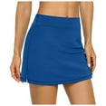 thumbnail image 2 of SUYIDA Women's Athletic Skirts Solid Color Mini Skorts Trendy Summer Slim Waist Comfortable Skirts with Pocket for Running Blue,L, 2 of 5