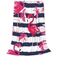 thumbnail image 2 of Sikiie Dark Blue Stripes and Pink Flamingos Ultra-Soft Micro flannel Blanket Luxury All Seasons Warm Blanket for Bedding Sofa and Travel (4 sizes)-80"x60", 2 of 7