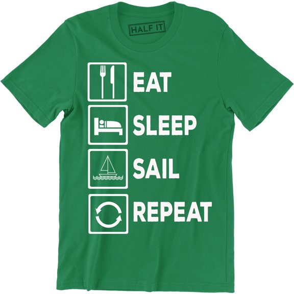 Eat Sleep Sail Repeat Funny Sailing Boat Yacht Catamaran Wingsail MEn T-Shirt