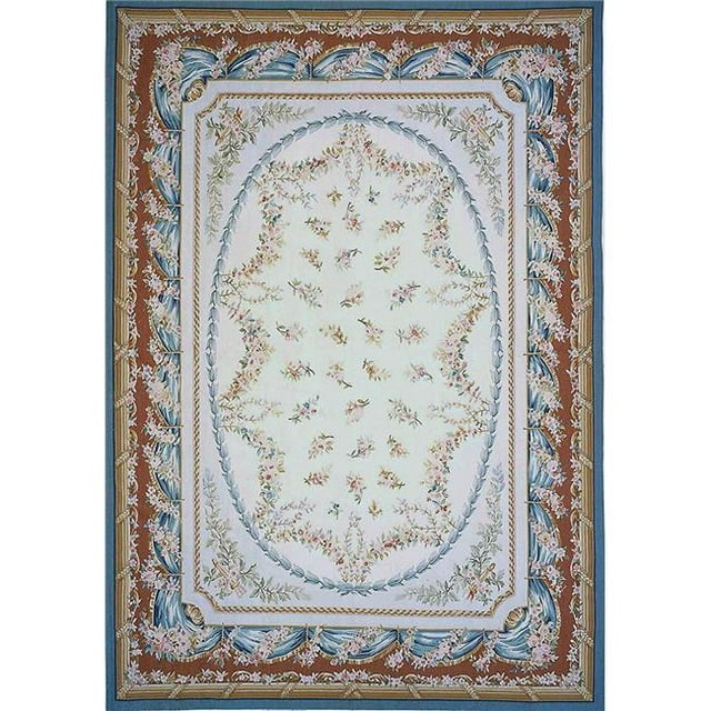 Pasargad Carpets 60-R 8X10 8 ft. x 10 ft. 5 in. Aubusson Hand-Woven New Zealand Wool Area Rug, Red