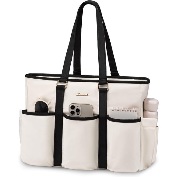 Laptop Tote Bag for Women Work, Teacher Tote Bag Nurse Bag With Large Cup Holder, Utility Professional Computer Bag For Work/Travel/College/Daily, Large Purse Handbag With Multi Pockets