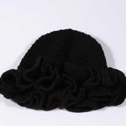 Povozer Crochet Bucket Hat Women Trendy Knit Floppy Cap Cute Boho Handmade Beanies Outdoor Boho Travel Fishing Hat Black