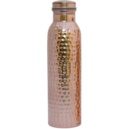 

HealthGoodsIn - Traveller s Pure Copper (99.74%) Hammered Water Bottle for Ayurvedic Health Benefits Holds 950 Ml (32.12 US Fluid Ounce) Water | Joint Free Leak Proof