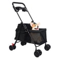 thumbnail image 3 of Lanzxjv 4 Wheels Dog Cat Stroller, Outdoor Travel Pet Folding Stroller, Dog Cat Cage Stroller with Cup Holder, Visible Window for Medium Small Dog, 3 of 7