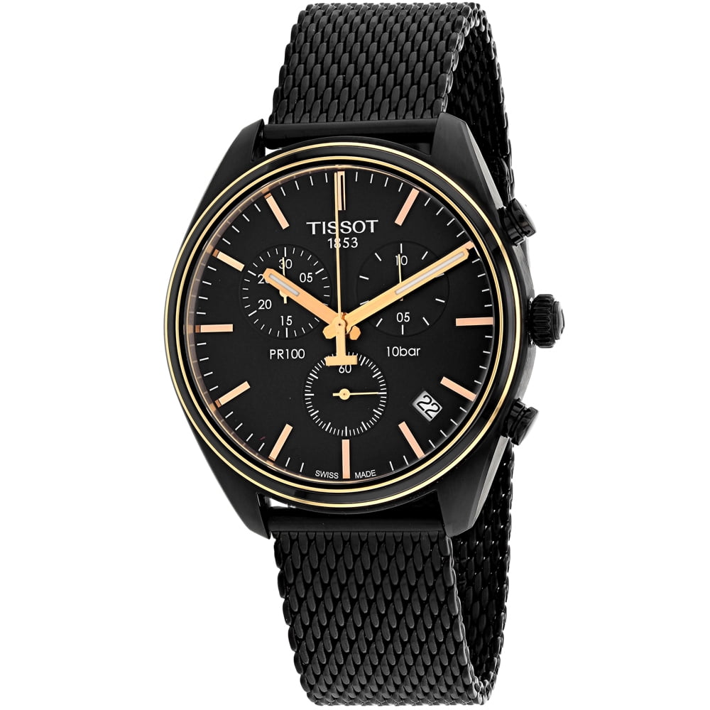 Tissot PRC 200 Chronograph Quartz Men's Watch, Black Dial, Silver