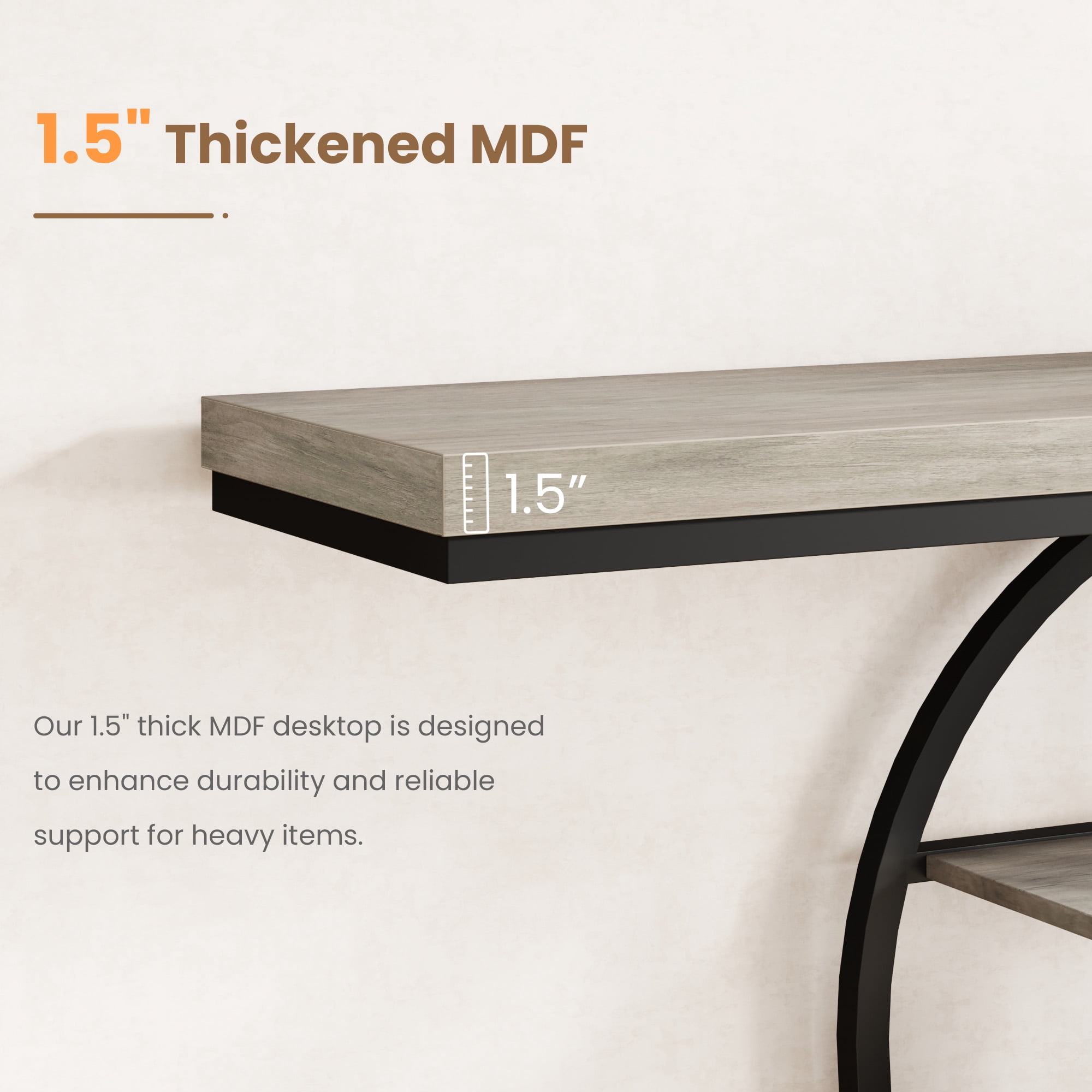 Console Table 55 Inch, Sofa Table with 3-Tier Storage Shelves and O-Shaped Metal Frame, Narrow Entryway Table for Dining Room, Hallway & Living Room