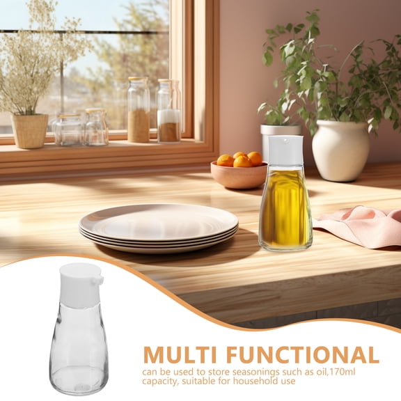 FONDOTIN Leakproof Glass Oil Dispenser Bottle with White Cap for Kitchen Use, Perfect for Oil, Vinegar, and Salad Dressings