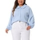 thumbnail image 1 of Camisas de mujer de tallas grandes Agnes Orinda, blusas de chiffon con cuello Peter Pan y mangas largas, 3X, azul claro, 1 of 6