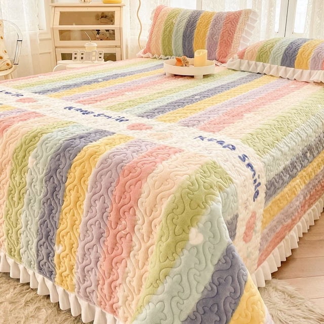 Winter Luxury Plush Bed Sheet Set Home Textile Double Bedspread Pillowcase 3pcs Bedding Set Multifunctional Blanket Bed Linens