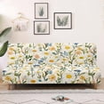 thumbnail image 4 of ZIATUBLES Daisy Armless Futon Sofa Cover, Stretch Elastic Couch Slipcover Dustproof Furniture Protector Machine Washable Sofa Bed Cover for Living Room Bedroom, 4 of 9