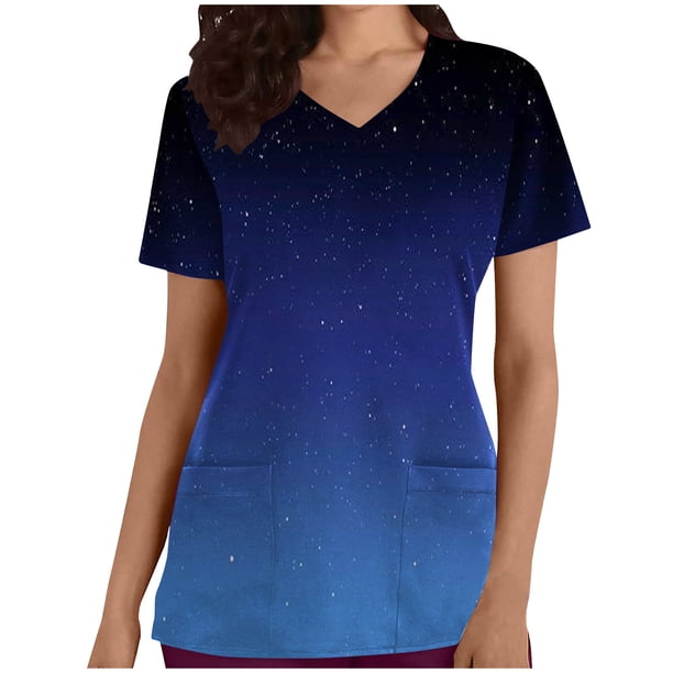 Camiseta de manga corta con cuello en V y estampado de mujer con estilo Blusa suelta con estampado OAVQHLG3B Store lin121212