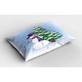 thumbnail image 2 of Ambesonne Christmas Pillow Sham, Snowman and Tree, 26" X 20", Blue Green, 2 of 2