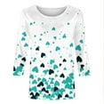thumbnail image 4 of Women Heart Floral T Shirts Valentines Plus Size 3/4 Sleeve Tops Cute Holiday Print Basic Tee Shirt, 4 of 5