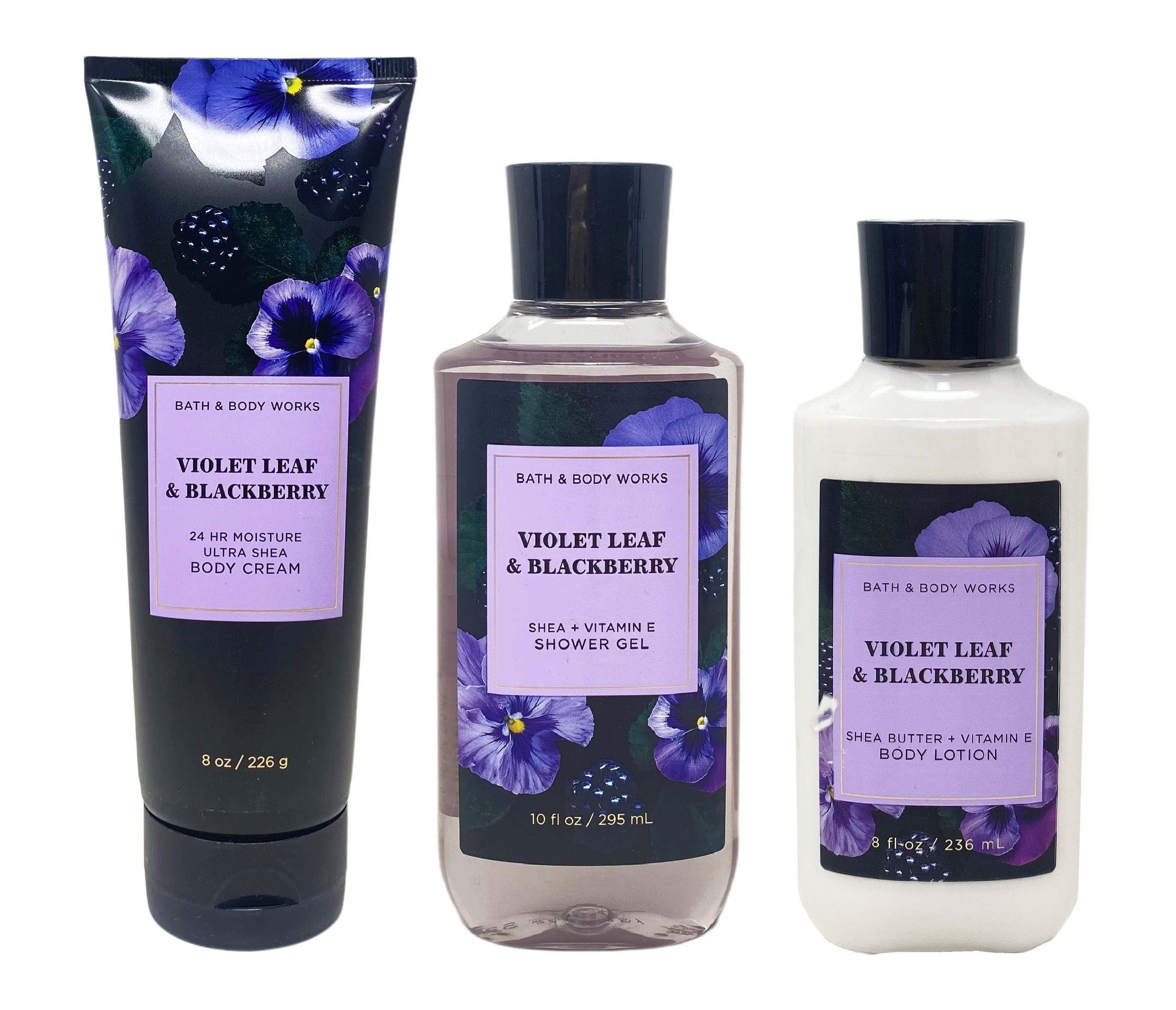 Bath and Body Works Violet Leaf & Blackberry 2 Piece Bundle - Body