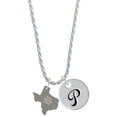 thumbnail image 1 of Delight Jewelry Stainless Steel Custom Engraved Texas - Silvertone Script Initial Disc - P - Charm Necklace, 20"+3", 1 of 4