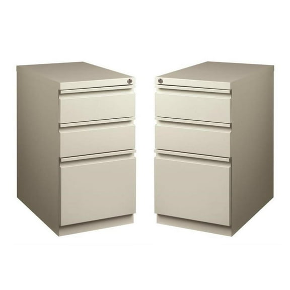 Home Square 2 Piece Mobile Pedestal Filing Cabinet Set with 3 Drawer in Gray