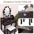 thumbnail image 6 of Costway Vanity Dressing Table 10 Dimmable Bulbs Touch Switch Brown, 6 of 12