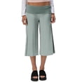 thumbnail image 3 of Inglocry Fold Over Capri Yoga Pants for Women Low Rise Wide Leg Flared Cropped Gaucho Capri Pants Summer Culottes Beach Bottoms Green XL, 3 of 7
